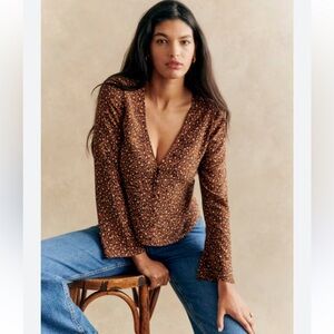 Sezane Leopard Print Blouse
